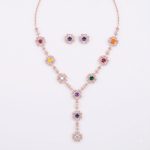Elegant Floral Rose Gold Necklace Set