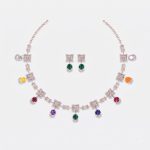Colorful Gemstone Rose Gold Necklace Set