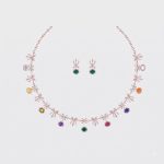 Delicate Halo Rose Gold Necklace Set