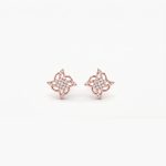 Rose Gold Floral Diamond Stud Earrings