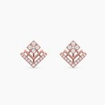 Rose Gold Geometric Diamond Chevron Stud Earrings