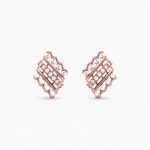 Rose Gold Geometric Diamond Cluster Stud Earrings