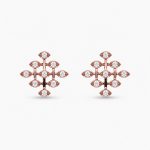 Rose Gold Floral Diamond Cluster Stud Earrings