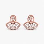 Rose Gold Oval Floral Diamond Stud Earrings