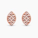 Rose Gold Marquise Floral Diamond Stud Earrings